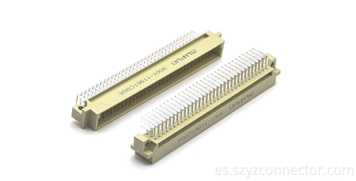 Conector Din 41612 de tres filas macho de ángulo recto 3*32P Din 41612 Connector Three Row Right Angle Male 3*32P